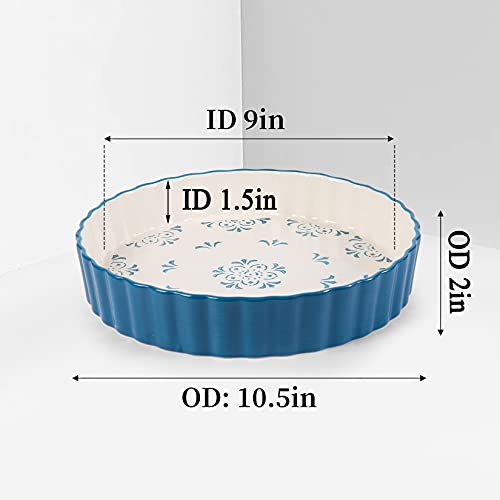 Original Heart Tart Pan Ceramic Pie Pan 9Inch Quiche Pan 2pcs Tart Pans Deep Dish Pie Pans Nonstick Blue Tart Pan Baking Dish for oven - Thumbnail 2