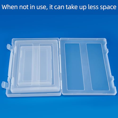 Image of 12 Pack A4 Paper Storage Boxes, 8.5 x 11 Plastic Portable Project Case for US letter Size and A4 paper, Plastic Multi-Purpose Thick Scrapbook Storage Box for Office
