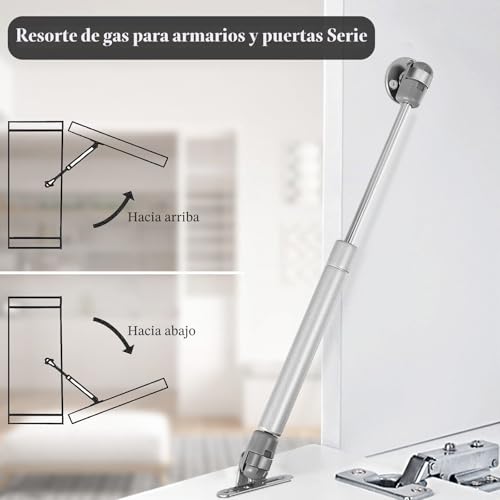 Miniatura 5 de Vinabo 2pcs Amortiguadores De Gas 100n, Resorte De Compresión Para Puertas Armario, Bisagra Armario Con Tornillos, Pistones A Gas Muebles Cocina Amortiguadores Muebles Bisagras Puertas Cocina