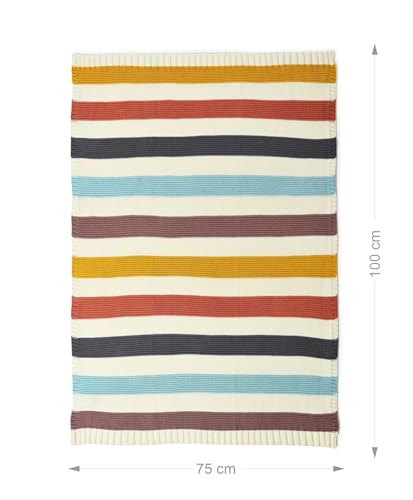 Image of Mi Arcus Premium Reversible 100% Cotton Knitted Ultra Soft Cool Blanket for Baby Boys Girls 0-12 M - Multicolor 100x75 cm