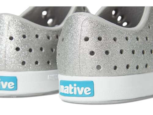 Native Shoes Unisex-Child Jefferson Bio-Bling Sneakers, Platinum Bling/Shell White, 2 Little Kid