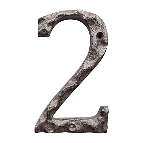 BetLight Cast Iron House Numbers-5 Inch Rustic Address Number- Solid & Heavy Duty/Easy Install with Matching Screws-Number 2 Cover