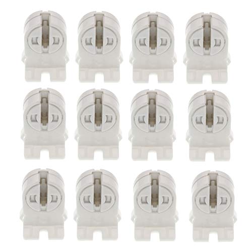 T5 LED Fluorescent Tube Lamp Holder Tombstone, TWDRTDD T5 Bi-Pin Socket, Fluorescent Lampholder for LED Fluorescent Tube Replacements Turn-Type Lampholder (Pack of 12)