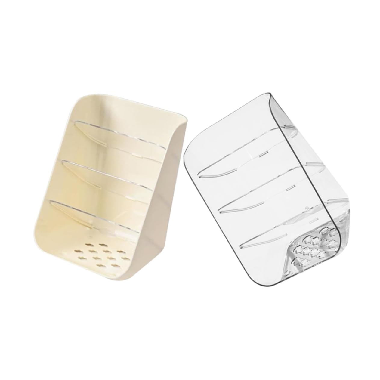 Lurrose Portalápices Transparente de Plástico 2 Piezas con Base Estable