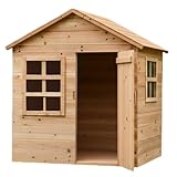 Big Game Hunters Evermeadow Wooden Playhouse with Floor, Real Door & Windows – Large Indoor/Outdoor Playset for Kids & Toddlers – Easy Build