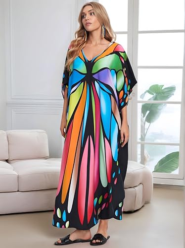 Image of NFVNKJ Women's Plus Size Beach Lounge Kaftan Maxi Dress Swimsuit Coverup for Women