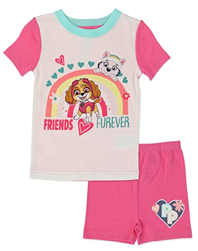 Paw Patrol Girls' Pajamas 2-For-1 Cotton Pajama Set 4 Piece, Pink, Size #TOP1