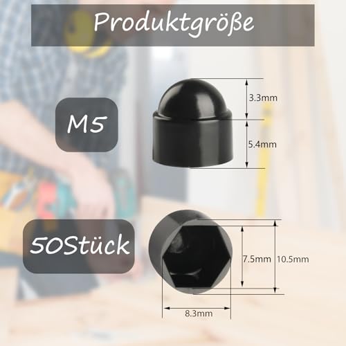 50 Szt. Nakrętek M5 Z Tworzywa Sztucznego, Zaślepki Na śruby, Czarne