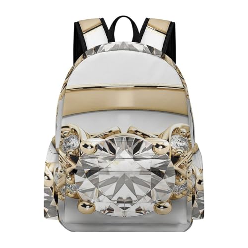 LMNGH Mochila para homens e mulheres, bolsa de trabalho para viagem com glitter, abstrata, diamante, cristal, padrão de cristal, bolsa de trabalho de negócios, Anel de diamante brilhante, 42x30x15cm