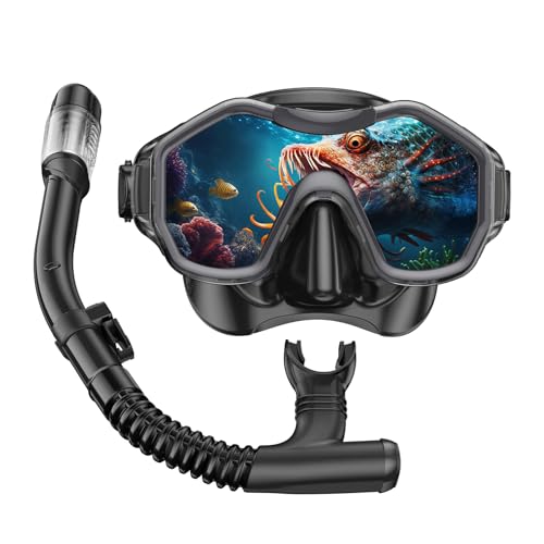 iParaAiluRy Snorkel Gafas Buceo Adulto Mascara Snorkel con Máscara Antivaho, Gafas de Buceo Adulto para Snorkel Natación y Buceo