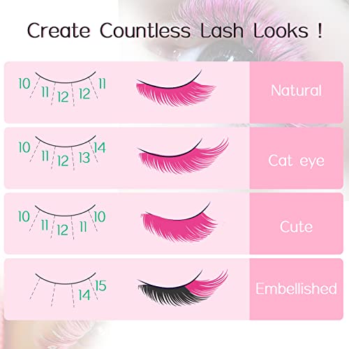 120 Pcs Cluster Lashes C Curl 20 Roots 0.07Mm 10-15Mm Mixed Pink Individual Eyelashes Professional Makeup Cluster Eyelash Extensions Colored Diy Eyelash Extension At Home (Pink20D0.07C 10-15) #TOP5