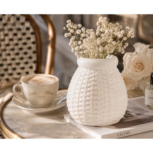 Image of Divyakosh Decorative Flower Vase's (VASE ONLY NO PLANT INCLUDED) for Home Decor| Modern Woven Texture Vases for Center Table, Bedroom, Office Desk | Home Decoration Items for Living Room|Plastic Pots|