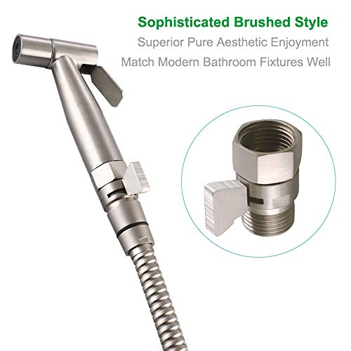 Shower Water Flow Restrictor, APLusee Brass Pressure Regulator Cut off Control Valve with Adjustable On Off Switch Handle for Universal Shower Head and Arm, Brushed Nickel
