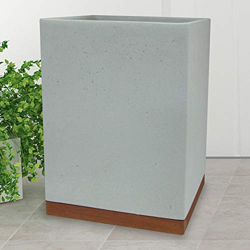 Nu Steel Concrete Bathroom Wastebasket Bin Trash Can In Real Cement And Wood For Bathrooms & Vanity Spaces #TOP3