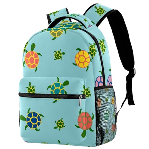 Sac à dos de voyage décontracté bleu motif tortue pour ados et filles