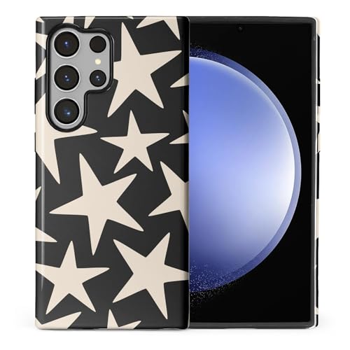 ilikediy for Samsung Galaxy S23 Ultra Case,HL2 Cute Cool Star Black Hybrid 2 Layer Hard Shell Silicone Protective Pattern Design Case