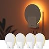 Lyridz Night Light, Backlit Night Lights Plug Into Wall with Dusk to Dawn Sensor, [4 Pack] 1-50lm Adjustable Brightness Amber Veilleuse for Bathroom, Bedroom, Hallway.