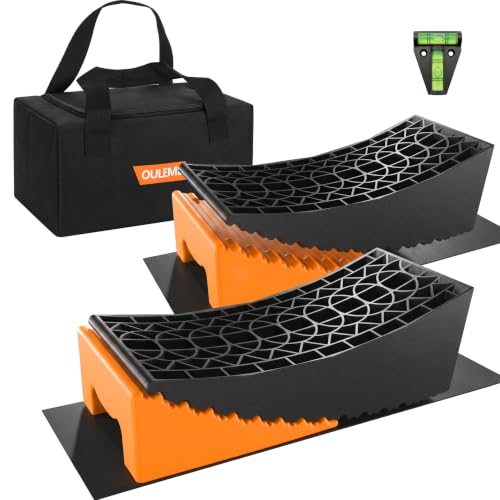 OULEME RV Leveling Block, 2PK Curved Leveler Kit, Dual Axle Trailer, Orange