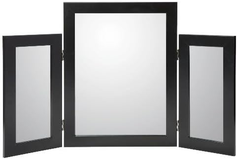 Small Self Standing Dressing Table Mirror with Mirrored Wings - Black