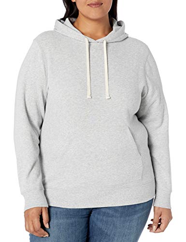 Amazon Essentials Women's Plus Size French Terry Fleece Pullover Hoodie, Light Grey Heather, 4X