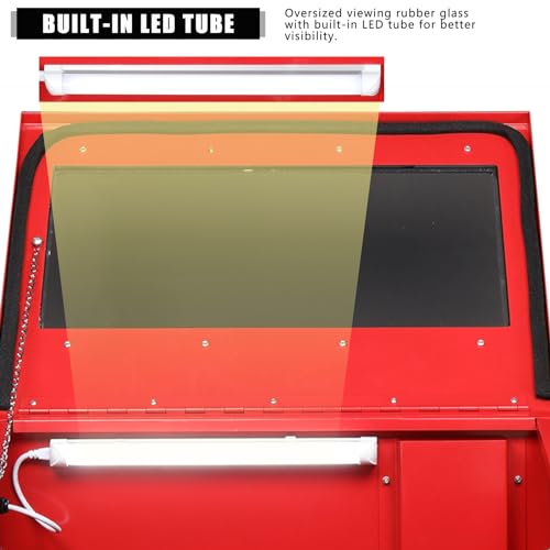 MOTORHOT 25 Gallon Portable Air Sandblasting Cabinet,40-80 PSI Power Air Sand Blasting Cabinet,Heavy Duty Steel Sandblasting with Spray Gun & 4 Nozzle Bench Top Cabinet for Rust Removal,Stain,Paint