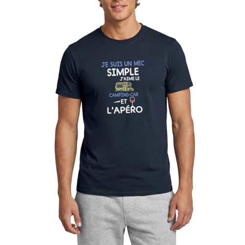 Spreadshirt Je suis Un mec Simple Camping Car et l'apéro Dicton T Shirt Homme, S, Marine