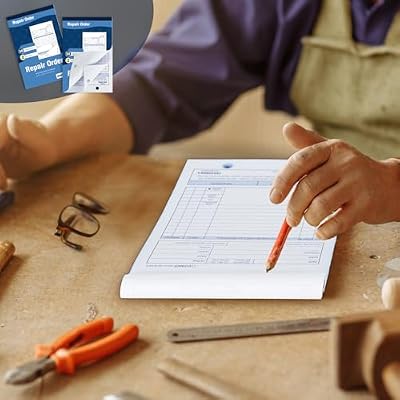 gisgfim 2 Pad Repair Order Book 2 Part Carbonless Receipt Books Consecutively Numbered with Claim Check Stub Invoice Receipt Book Work Order Form Receipt Book Order for Small Business 50 Set per Pads