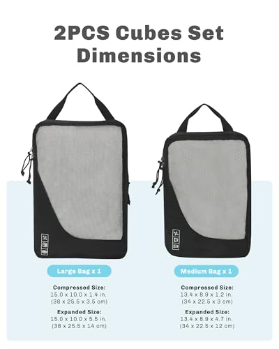 Image of 2 Set Compression Packing Cubes for Suitcases,Luggage,Travel Bag Organizer