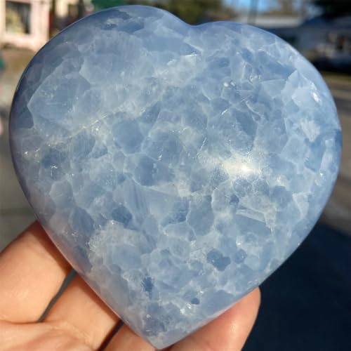 Calcite Bleue pierre précieuse cœur 610g 700g divination maison