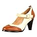 Chase & Chloe Dora-2 Women's Round Toe Two Tone Mary Jane Pumps (8.5, Tan/White)