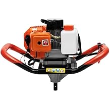 Fence Earth Auger, Petrol Borer 52cc 2-Stroke Gas Powered One Man Petrol Earth Auger Post Hole Digger Earth Borer with Drill Bits