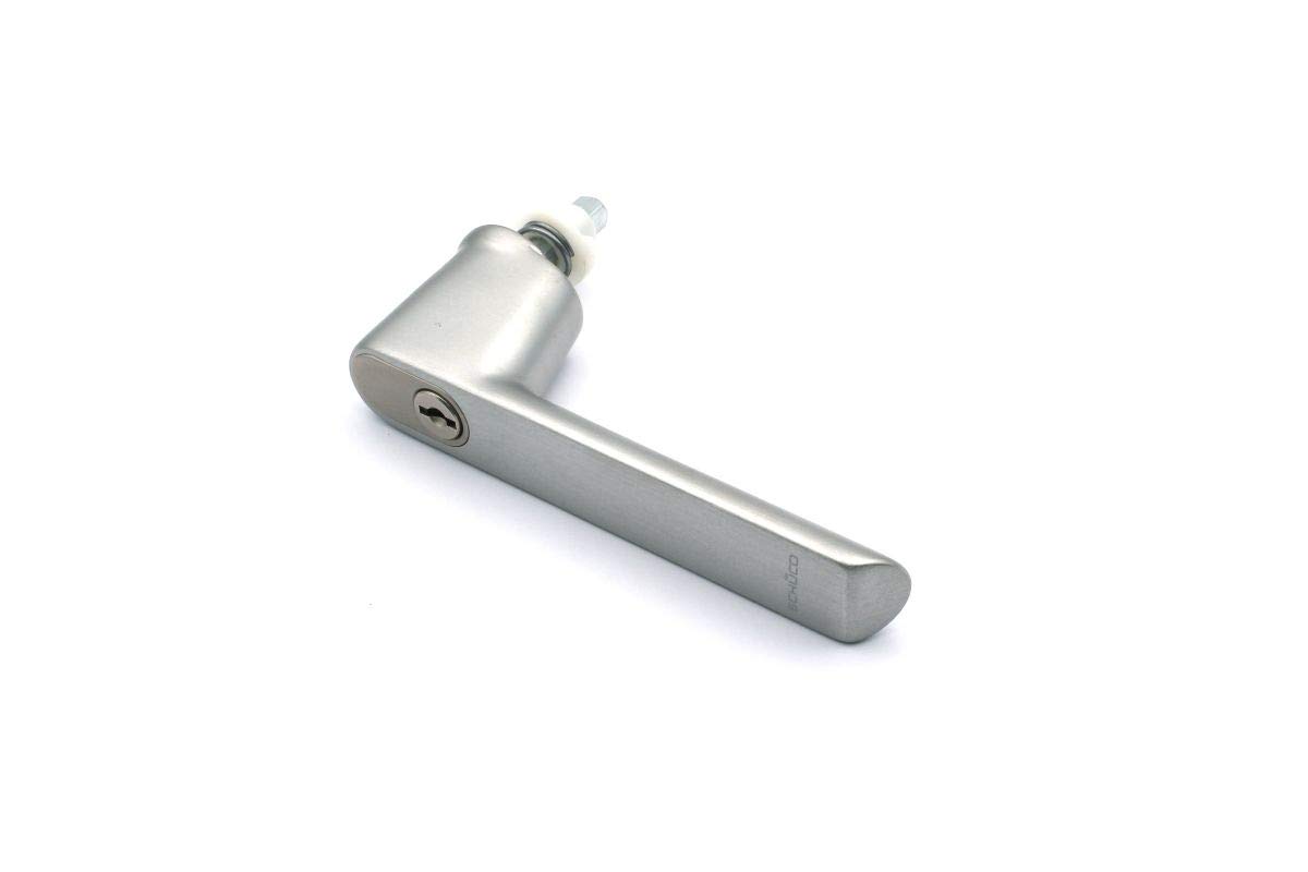 Schüco abschließbarer RC-Fenstergriff, Aluminium INOX Look 247038