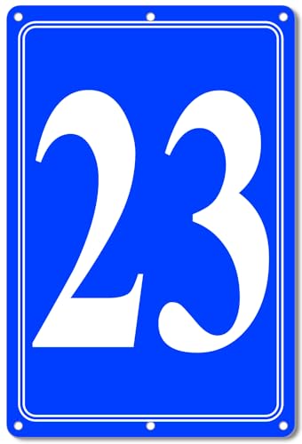 Image of Premium Aluminum Number Signs 23, Metal 12 inch X 8 inch Blue Numbered Signs Outdoor for Parking Lots, Floor, Dock, Court, Aisle, Field, High Visibility, No Fade, Weather-resistant