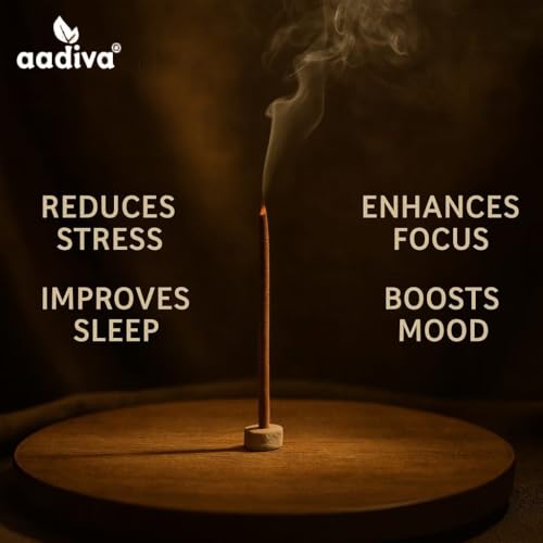Aadiva Shukrana Organic Sandalwood Saffron Incense Sticks | Bamboo-Less & Charcoal-Free Agarbatti | Ayurvedic Herbal Dhoop | Made in India | 40 Sticks | Natural Fragrance for Pooja & Meditation - Image 5