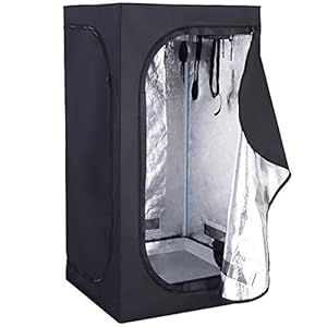 COSTWAY Plantengroeitent, binnengroeitent Reflecterende Hydroponic Niet-Giftige Hut, Draagbare Hydro Groeibak met Ventilatie, Gaasraam, Verwijderbare Mylar Vloerplaat, Verstelbare Nylon Riemen & Reflecterende Mylar Voering voor Tuinbouw Groenteplant (80 x 80 x 160cm)