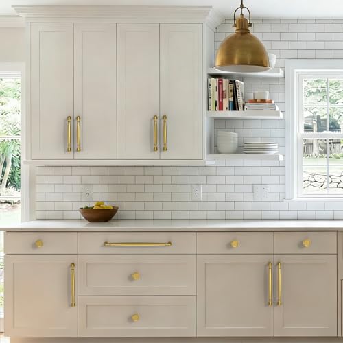 Asimerdeco 10 Pack Vibrant Brushed Brass Cabinet Knobs Single Hole Cabinet Pulls Round Kitchen Cabinet Knobs Drawer Knobs by Asimerdeco - Used condition - Image 4