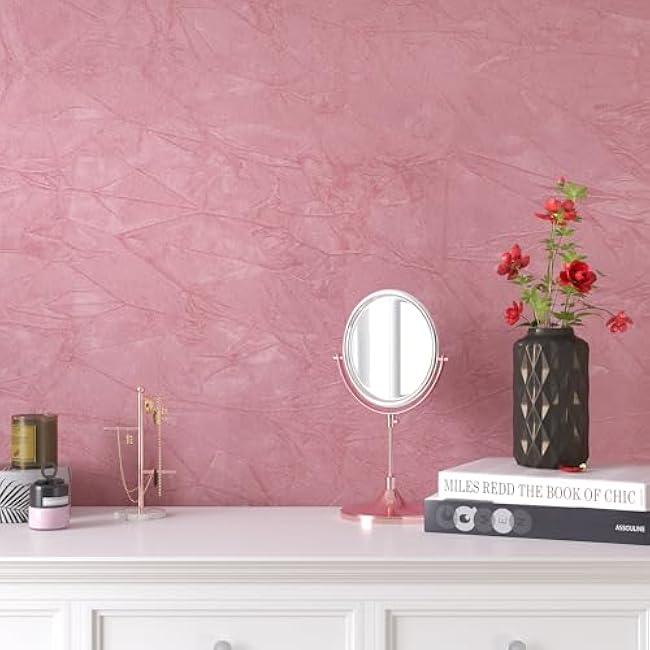 VEELIKE Bubblegum Pink Crushed Velvet Drawer Liner Self Adhesive Felt Fabric Roll 15.7''x118'' Soft Pink Velvet Wallpaper for Dresser Jewelry Drawers Furniture Art Crafts Thick Flocking Contact Paper