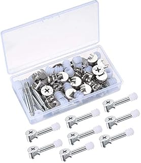 20 Sets Furniture Connection Fittings Kit, 3-in-1 Furniture Connector Fixing Screw with Locking Cam Fitting, Dowel Screws, Pre-Inserted Nut for Furniture, Cabinet, Connecting, Wardrobe