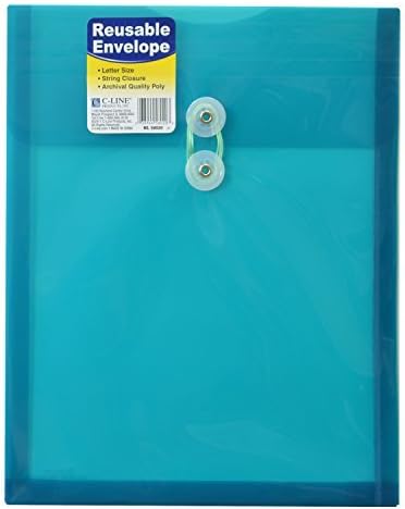 C-Line Sobre de polietileno reutilizable con cierre de cuerda, refuerzo de 1 pulgada, carga superior, tamaño carta, el color puede variar, 1 sobre