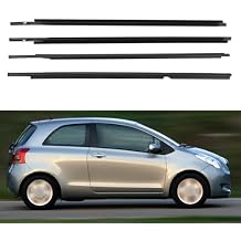 JDMON 4PC Door Window Moulding Weatherstrip Compatible with Toyota Yaris 2005-2011, Vitz 2005-2010, Outer Weather Stripping Trim Seal Replacement for 68160-52110, 68210-52110, 68180-52100, 68230-52100