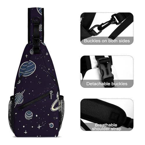 Bolso bandolera deportivo con patrón Space Planet miniatura 3