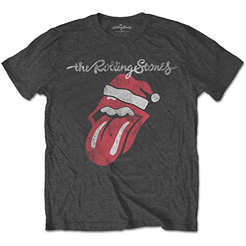 Image of The Rolling Stones Santa Lick Official Tee T-Shirt Mens Unisex (X-Large) Grey