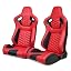 Red & Black PU+Carbon Leather+Hexagonal Quilting