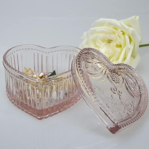 Gaolinci Crystal Glass Heart-Shaped Storage Box Embossed Jewelry Box Candy Box With Lid #TOP3