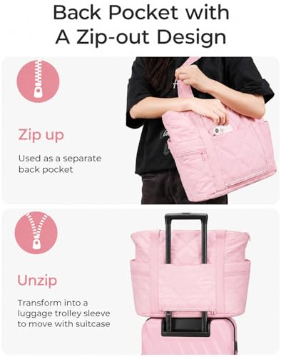 Image of Lyrovo Quilted Tote Bag for Women - Office Bag with Laptop Compartment, Puffy Handbag with Side Pockets, Lightweight Shoulder Bag for College, Travel & Everyday Use | Women's Stylish Tote