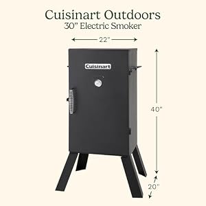 Cuisinart 30 Electric Smoker 3 Adjustable Racks Large Capacity BBQ Water and Wood Trays for Smoked Meat Brisket Salmon Jerky Adjustable Temperature Control