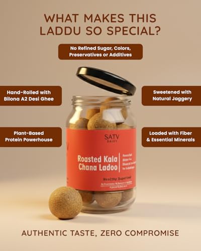 Image of Satv Dairy Roasted Kala Chana Laddu | Sweets | Healthy Laddoo | Homemade, Pure & Natural Laddu (36pcs)