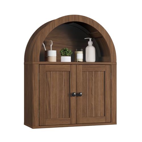 Image of ChooChoo Arched Wall Cabinet, Double Door Medicine Cabinet with Shelf