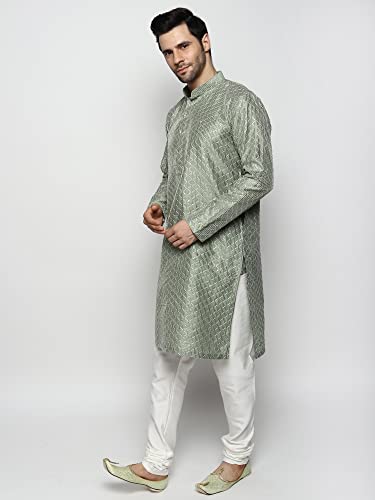 Image of Uri and MacKenzie Embroidery Silk Men's Kurta Pyjama Set