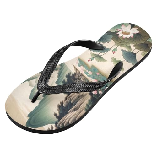 Burbuja Chinese Landscape Painting Flip Flops for Women Men, Soft Thong Sandals Rubber Slippers for Pool Beach Essentials2